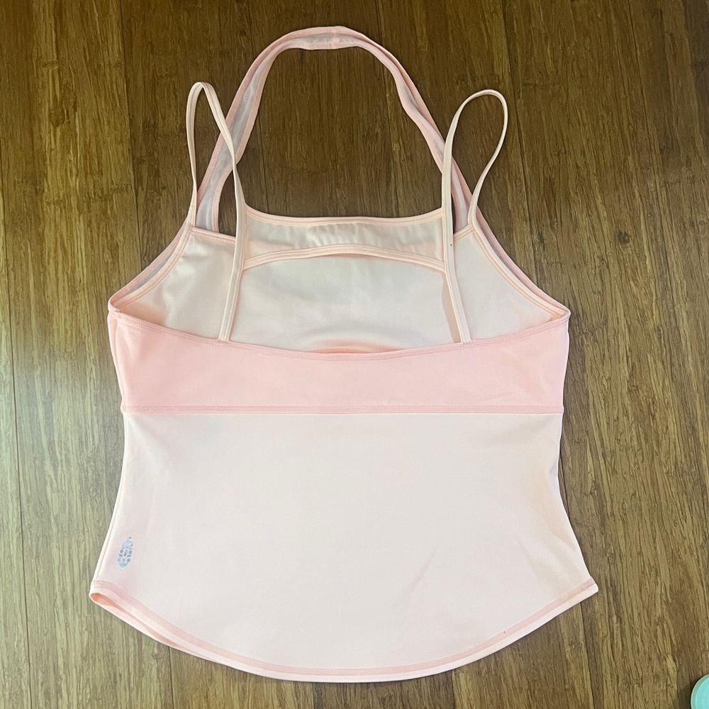 FP movement Orange Tank Top with a mesh halter overlay on the chest, Sz. XL - Picture 4 of 11